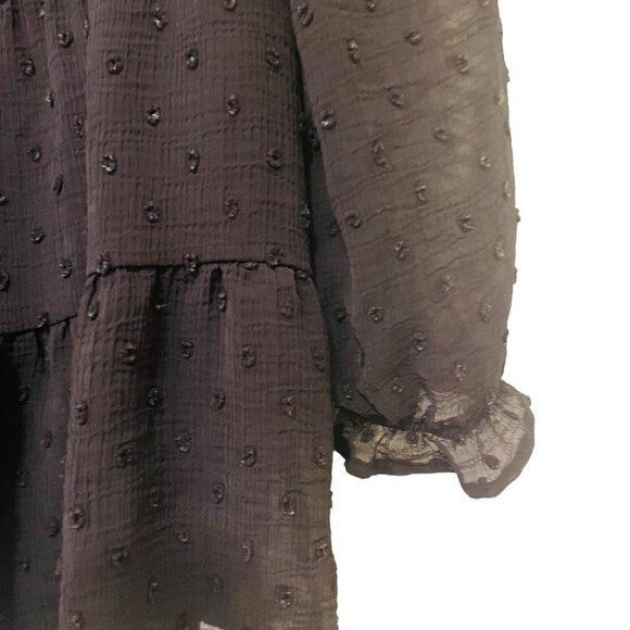 Monteau Los Angeles Black Textured Chiffon Blouse XL - Picture 3 of 4